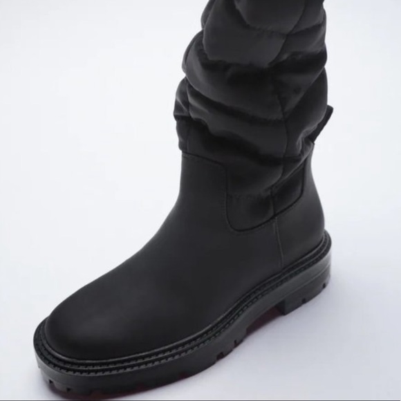 Zara Low Heel Tall Quilted Boots - Picture 2 of 3